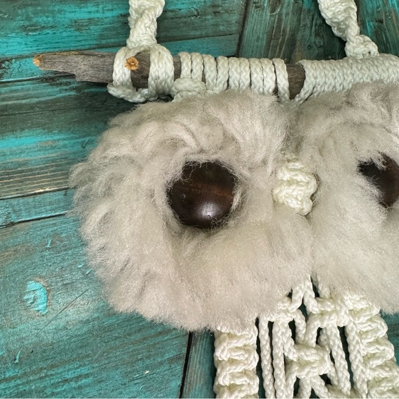 Vintage Macrame Owl Hanging Decor MCM - Picture 4 of 8